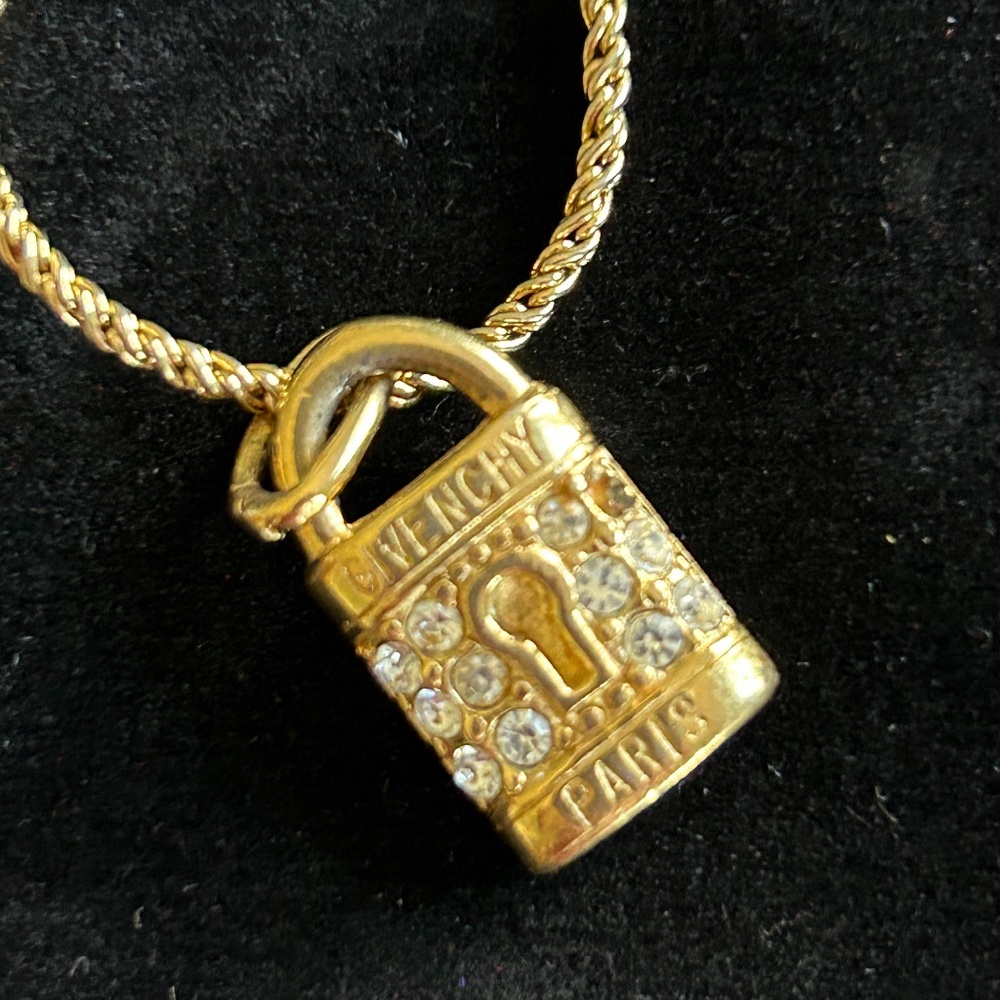Vintage Gold Tone Givenchy Paris Lock Charm Bracelet